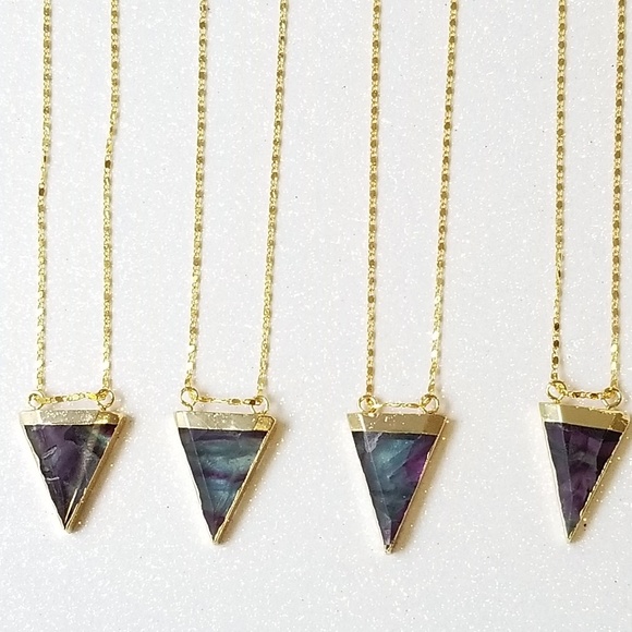 Rainbow fluorite gold plated chain necklace - Picture 2 of 6